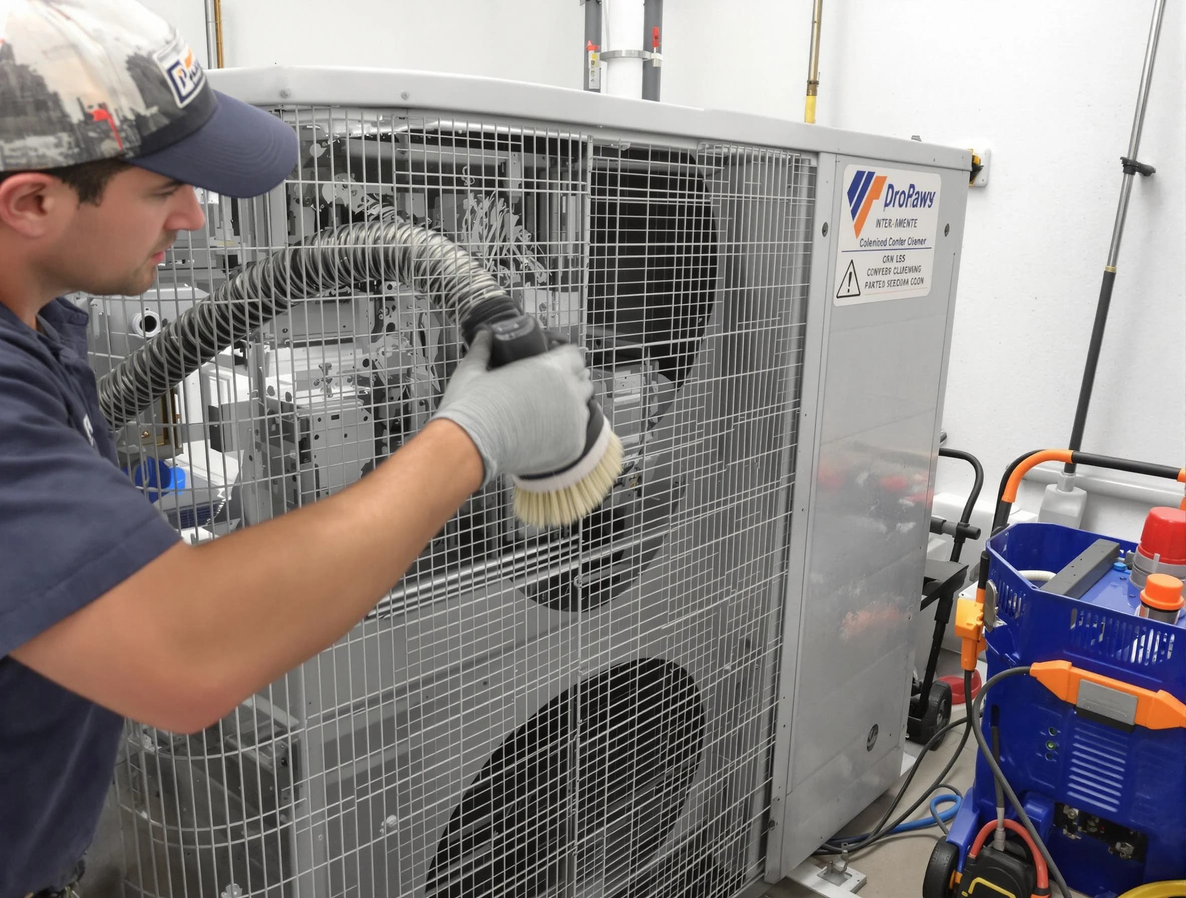 Woodstock Air Duct Cleaning specialist performing precision AC coil cleaning for improved system performance in Woodstock