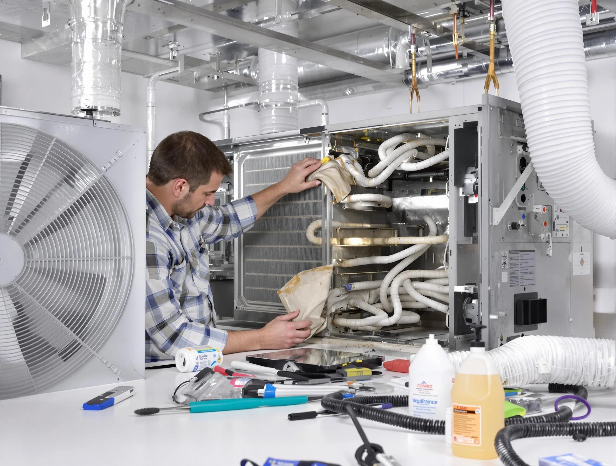 Woodstock Air Duct Cleaning specialist performing precision AC coil cleaning in Woodstock