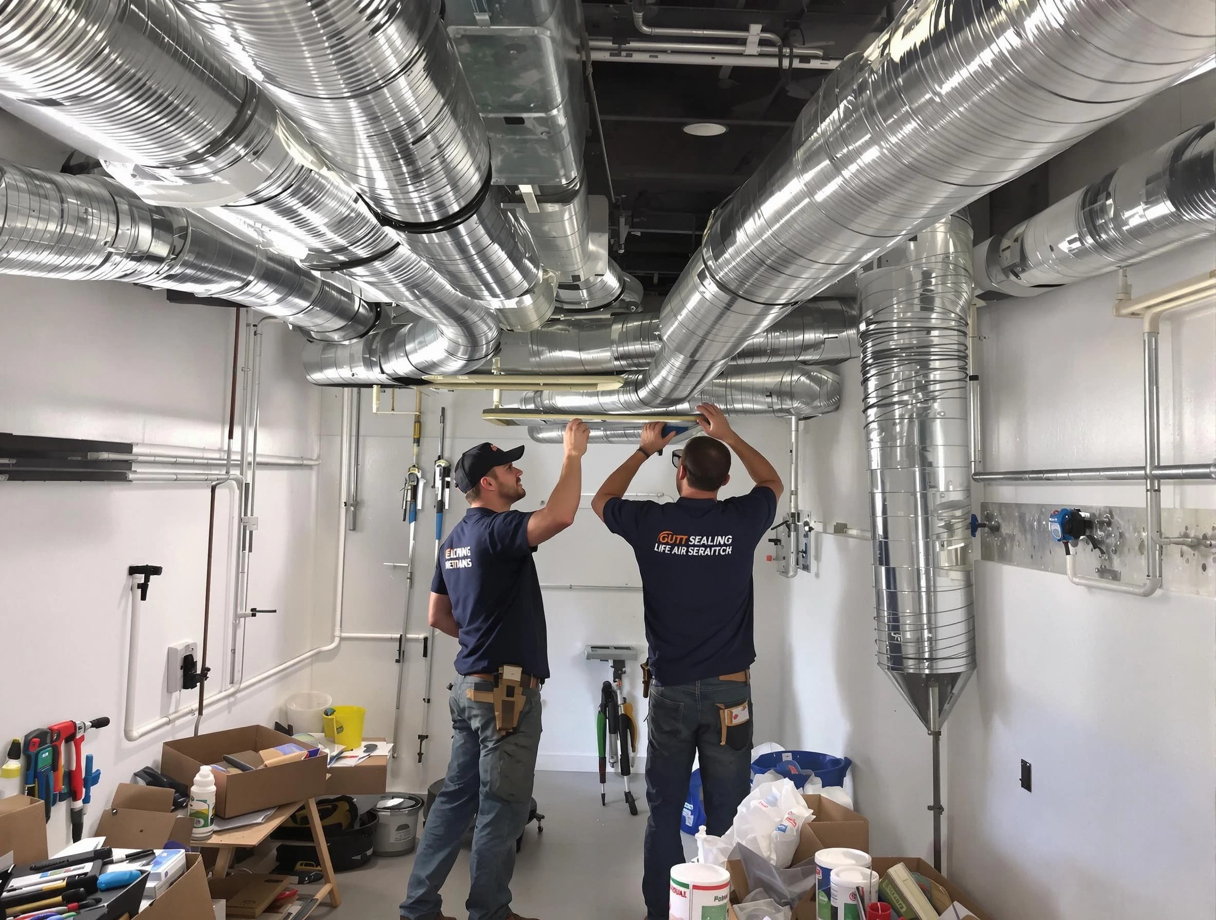 Woodstock Air Duct Cleaning technician applying professional duct sealing solutions in Woodstock
