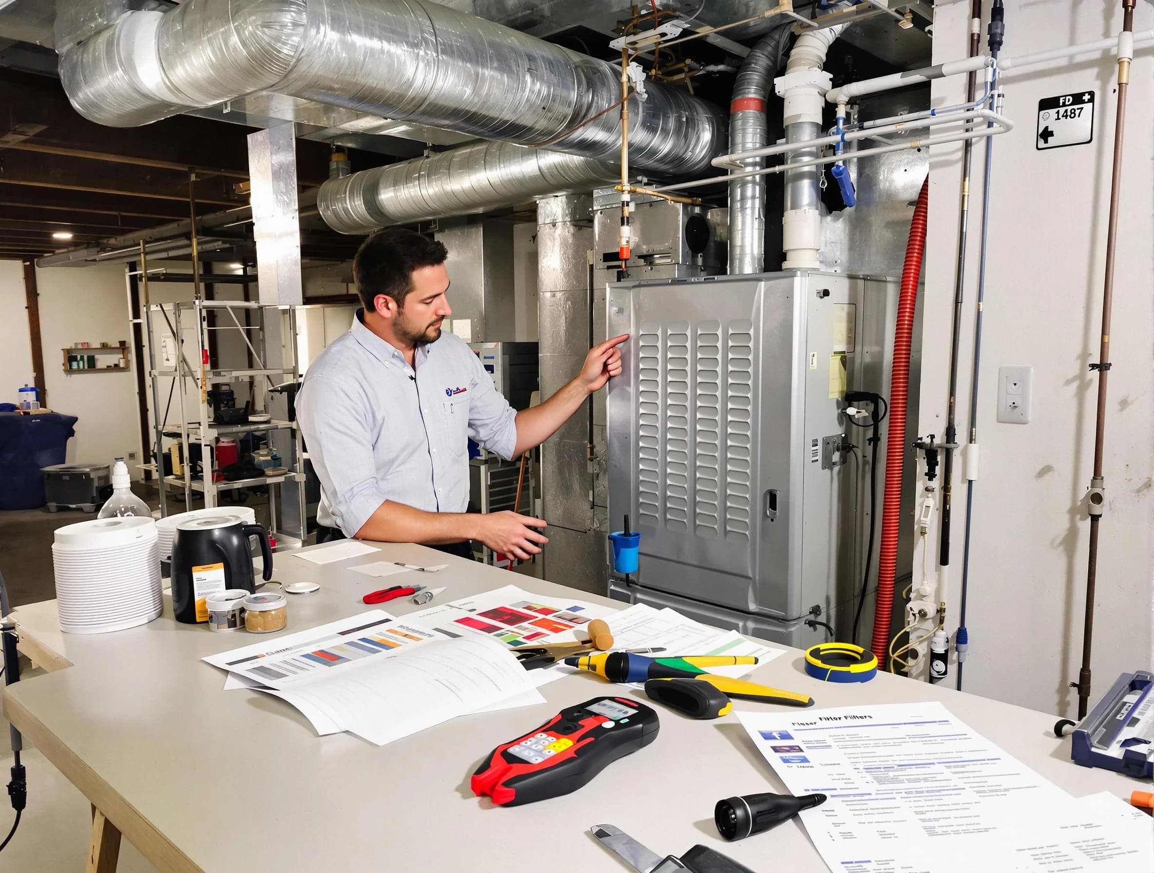 Woodstock Air Duct Cleaning inspector conducting detailed filter system evaluation using professional diagnostic tools in Woodstock