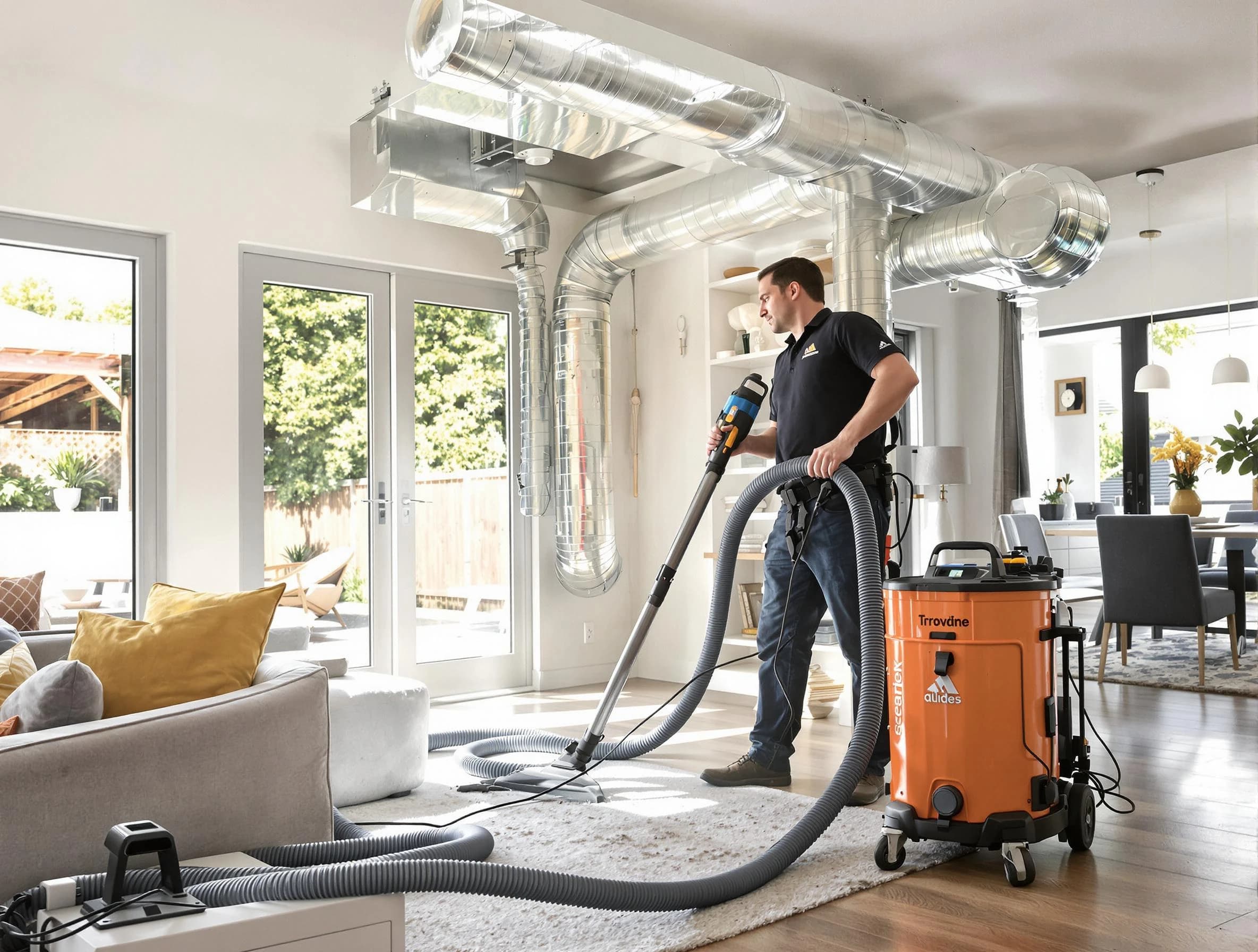 Woodstock Air Duct Cleaning specialist performing thorough residential duct cleaning using advanced equipment in Woodstock