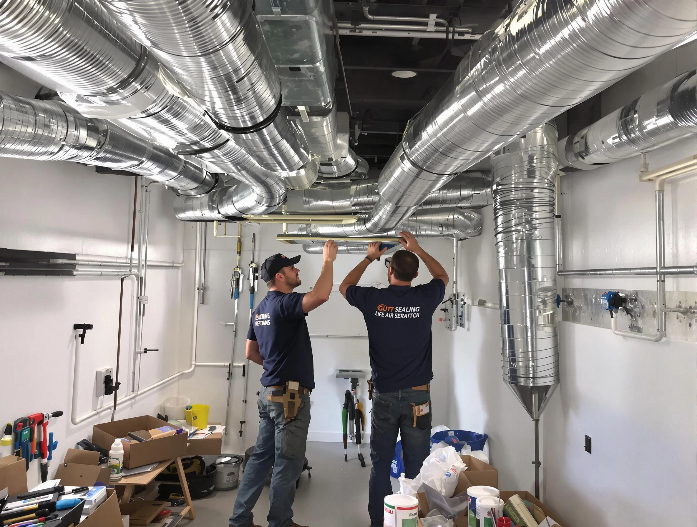 Woodstock Air Duct Cleaning technician applying professional duct sealing solutions in Woodstock