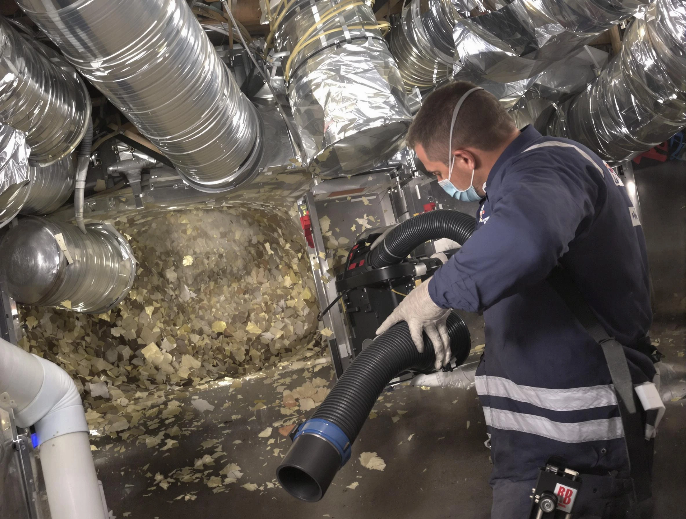 Woodstock Air Duct Cleaning specialist operating negative pressure cleaning equipment for thorough duct maintenance in Woodstock